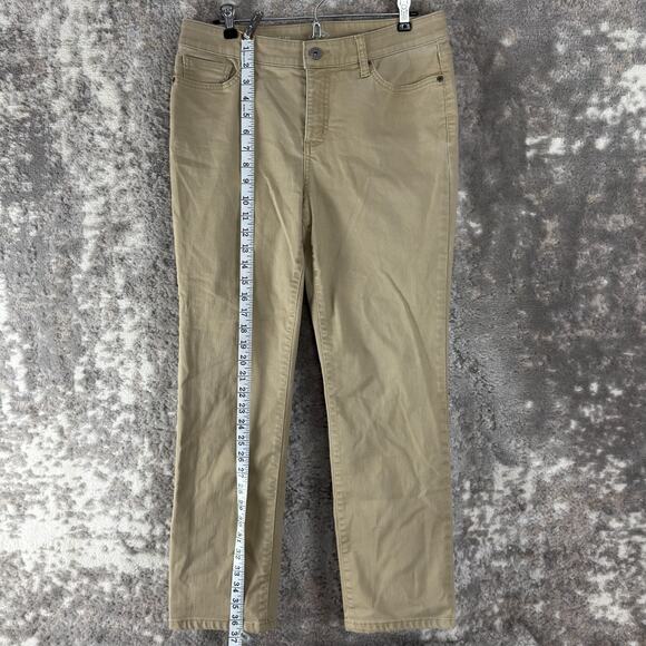 St Johns Bay Size 10S Straight Leg Stretch Casual Denim Jeans Pants Beige Button - Picture 2 of 12